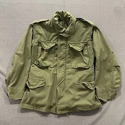 Vintage US Army Green Cold Weather Field Coat Jacket Mens Small M-65 OG-107 • $34.88