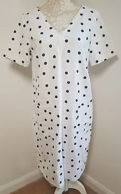 £10 • Buy M &S COLLECTION Linen Blend Polka Dot Shift Dress Black White Pockets Size UK 12