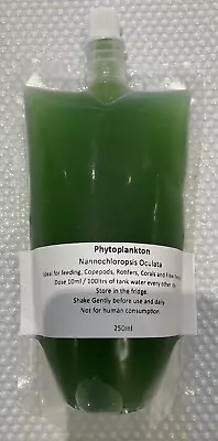 Live Marine Phytoplankton Nannochloropsis Oculata 250ml. Feed For Copepods Etc. • £5.75