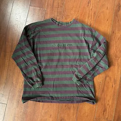 Vintage Guess Jeans U.S.A. Long Sleeve Striped T Shirt Green Purple • $50