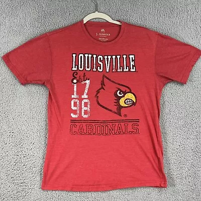 Louisville Cardinals Shirt Mens Medium J. America Red Graphic Vintage Look NCAA • $11.99