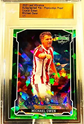 ENGLAND Legend Michael Owen 1/1 Leaf Vibrance Green Cracked Ice Auto Autograph • $59.99