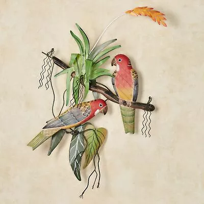 Rosellas Pair Tropical Metal Wall Sculpture Parrots Beach Decor • $119