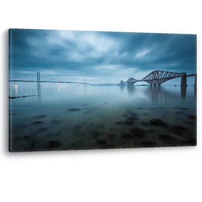 Forth Bridges Edinburgh Scotland Firth Framed Canvas Wall Art Picture Print • £17.95