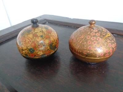 £5 • Buy Two Vintage Kashmir Indian Papier Mache Trinket Boxes