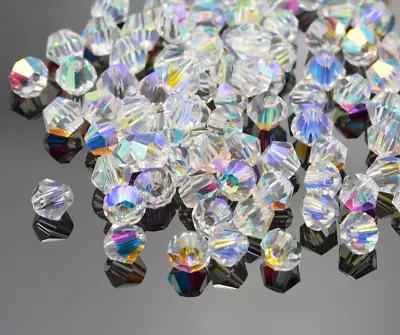 High Grade Crystal AB 4mm Bicone Crystal Beads Glass Spacer Jewelry Making • £4.75