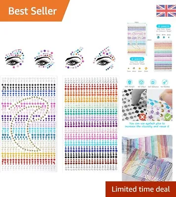 Rainbow Face Gems Rhinestones Stickers - DIY Makeup & Craft Decoration - 1755pcs • £9.99