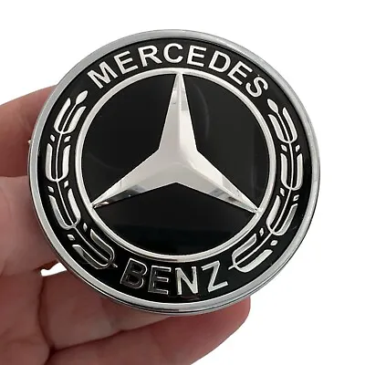 Front Hood Emblem BLACK Star For Mercedes C180 E200 E300 E350e E400 E450 E43 E53 • $27.95