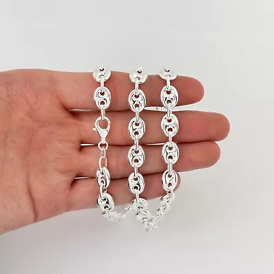 925 Sterling Silver Puffed Mariner Link Chain Necklace 6-12mm 7-30  Italian • $29