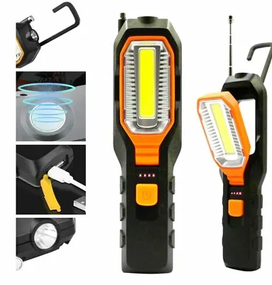 LED COB USB Rechargeable Work Light Magnetic Torch Car Garage Inspection Lamp • £9.49