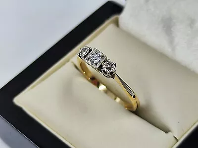 9ct Gold Ring  Diamond Size Q1/2 Hallmarked Lovely  • £162