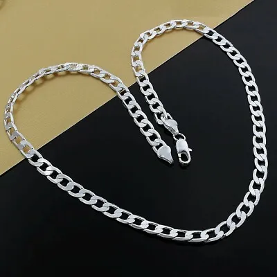 16 -24  Mens Womens 925 Sterling Silver 8mm Cuban Curb Link Chain Necklace #N223 • $10.99