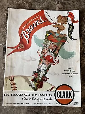 1958 Milwaukee Braves World Champs Vs. Giants Scorecard Blatz Pabst Beer • $24.99