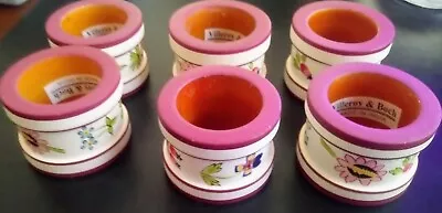 Set Of 6 Villeroy & Boch El Paso Petite Fleur Napkin Rings Painted Wood • $20