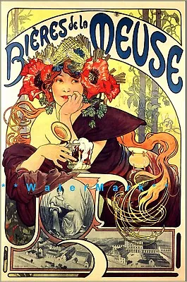 Bières De La Meuse 1897 Poster Print Art Nouveau French Beer Mucha Advertising • $19.40