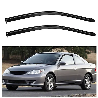 For 01-05 Honda Civic Coupe Window Visor Rain Vent Shade Guard Deflector Black • $25.45