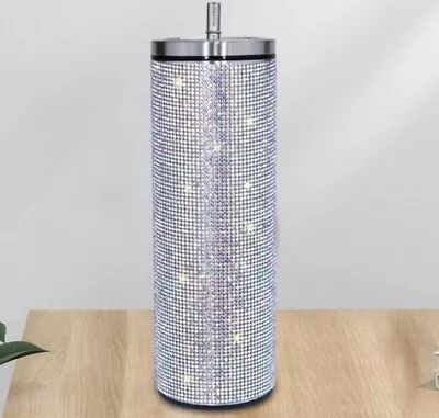 Bling Bling 20oz Rhinestone Tumbler Silver Coffee -Tea Glam Tumbler. (USA) • $26.99