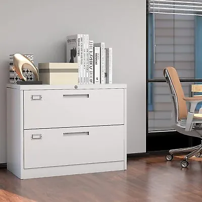 2 Drawer Metal File Cabinet For A4 Hanging Lateral Letter Legal Lockable Storage • $119.99