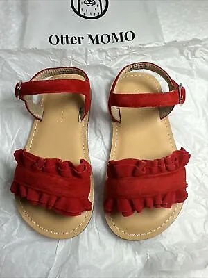 OTTER MOMO Girls Size 7 Sandals Open Toe Princess Flat Sandals D745 Red • $24.99