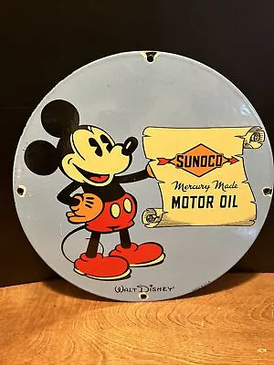 Vintage Style ''sunoco Mercury Made'' 12 Inch Pump Plate Gas & Oil Porcelain • $109