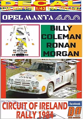 Decal Opel Manta 400 B.coleman Circuit Of Ireland R. 1984 Winner (08) • $23