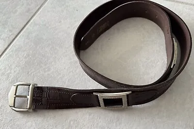 Vintage  GIANNI VERSACE Brown Leather Belt Steel Buckle Italy Sz 42/105cm 294 • $85