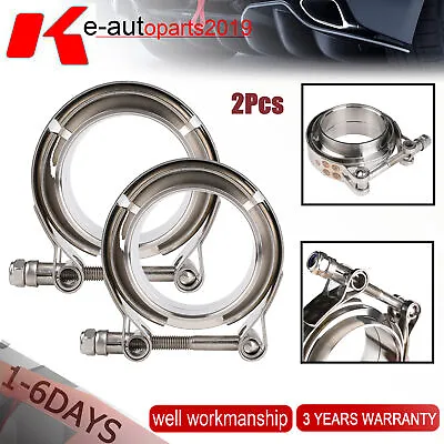 2Pcs 2.5  Inch 64mm V-Band Vband Clamp Stainless Steel Flange Exhaust Pipe AU • $33.25