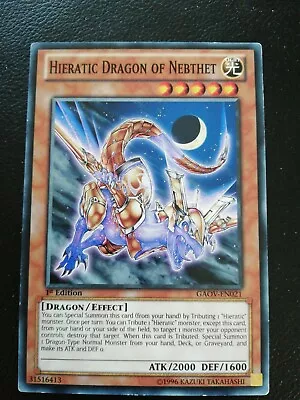 Yugioh Card - Hieratic Dragon Of Nebthet - GAOV-EN021 1ST EDITION • £0.99