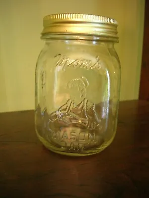 Vintage MOM'S MASON JAR PINT W/ Zinc Collar • $7.99