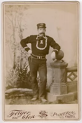 Uniformed Fireman : First Brigade : Pomeroy Ohio : Cabinet Card • $95