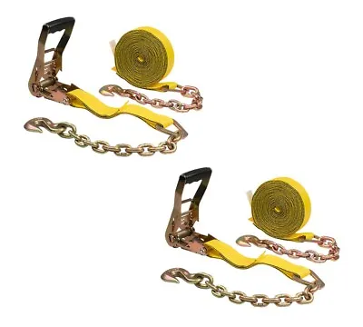 (2 Pack) 2 In. X 30 Ft. Ratchet Strap With Chain Anchor • $59.99