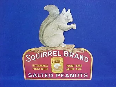 Vintage Squirrel Brand Salted Peanut Sign Tom's / Lance Jar Store Display • $65