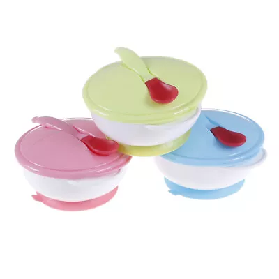 Baby Feeding Suction Bowl Set Slip-resistant Tableware With Sensing Spoon Rl • £5.41