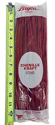 12  Vintage Bryco Chenille Kraft Stems Pipe Cleaners 100 Per Pack Red Craft • $16.95