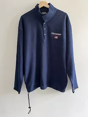 Ralph Lauren Polo Sport Snap Top Pullover Fleece Size Large Good Condition Navy  • £30