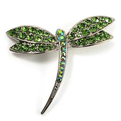 £13 • Buy Classic Grass Green Swarovski Crystal Dragonfly Brooch (Silver Tone)