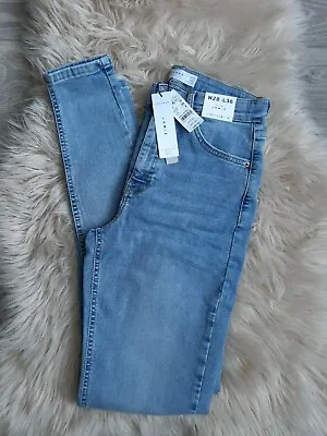 Topshop Jamie Tall High Waisted Skinny Jeans In Blue Size UK10 W28/L36 RRP £40 • £25.99