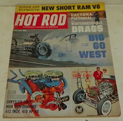 Original Hot Rod Magazine May 1962 Mopar Dual Quad 413 Daytona Winternationals • $23.99