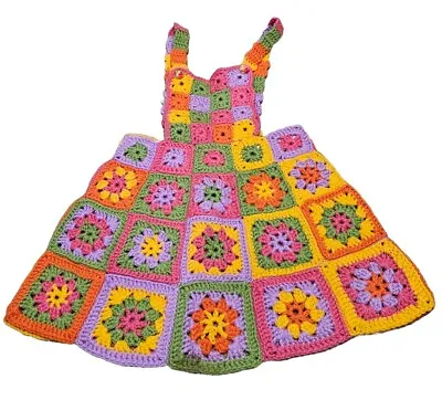 Handmade Granny Square Crochet Flower Girls Dress  • $19.20