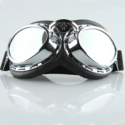 Vintage Goggles Flying Pilot Retro Motorcycle Eyewear Skiing Scooter Anti-UV • $12.78