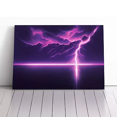 Futuristic Lightning Bolt Canvas Wall Art Print Framed Picture Decor Living Room • £24.95