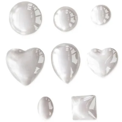 £2.09 • Buy Round Oval Teardrop Heart Clear Glass Cameo Cabochons JEWELLERY Domes Settings