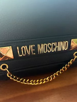 Love Moschino Black Crossbody / Shoulder Bag Stud Logo Chain Purse • $30