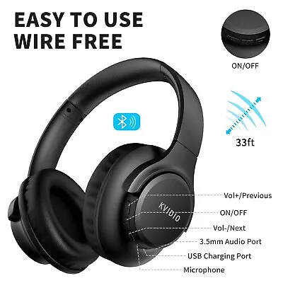 Bluetooth Headphones Over Ear 65 Hours Playtime Wireless Headphones • £18.97