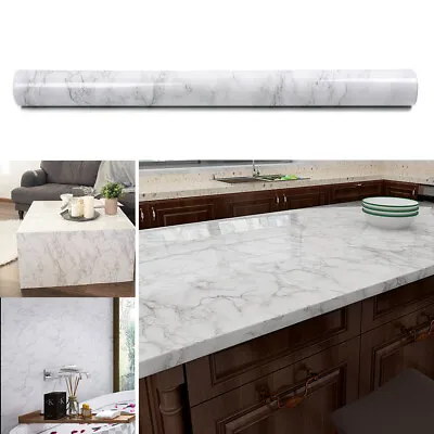 5M Marble Effect Self Adhesive Wallpaper Waterproof Wall Sticker Kitchen Decor • £10.95