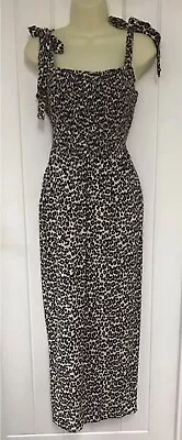 Ladies Animal Print Pull On Maxi Dress With Ties BY George Size UK 10/12 Nwot  • £7.99