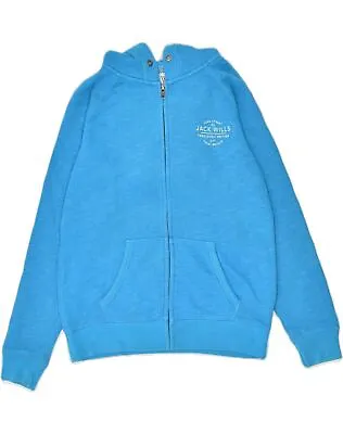 JACK WILLS Womens Zip Hoodie Sweater UK 14 Medium Blue Cotton HL15 • £15.09