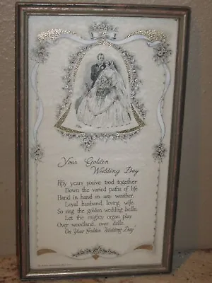 Vintage Framed Buzza Motto-  Print- 50th Wedding Anniversary Poem • $19.99