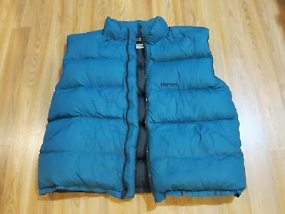 Marmot Fill Goose Down Puffer Vest Men's Size XL Blue Full Zip • $50