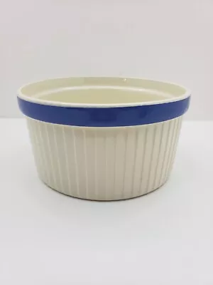 Ivory With Blue Band Ribbed Bowl T.G. Green LTD CHURCH GRESLEY Made In England.  • $24.99